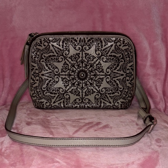 Brighton Handbags - BRIGHTON FERRARA VELLA NOVA DOMED STUDDED BEECHWOOD CROSSBODY ORGANIZER BAG